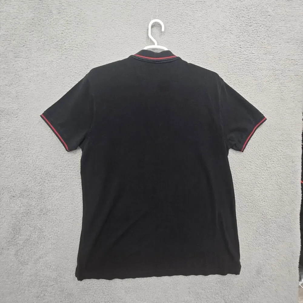 True Religion Men’s Black/Red Logo Polo Shirt M Regular Short Sleeve Button